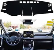 SENSHINE Toyota RAV4 Accessories 2019-2025 Dashboard Cover, Center Console Mat, Dash Carpet Protector Sunshield, Custom Fit, Black Trim