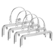 Metal Purse Frames, 8.07" 4Pcs Kiss Lock Clasp Frame for Coin Bag DIY, Silver