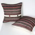 Set of 2 Black Ethnic Tribal Tapestry Handcrafted Boho Pillow Cushion w/ Insert