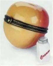 Porcelain Hinged Box Peach with Cream Trinket New in Box NOS