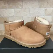 UGG Classic Mini Ultra Chestnut Suede Sheepskin Ankle Boots Size 11 Men