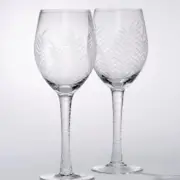 Tommy Bahama Etched Palm White Wine Glasses - Set of 2