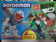 Doraemon/ Ben 10 2 in 1 4 different puzzle, NEW