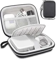 Lacdo Charger Case Organizer for MacBook Charger, Small Portable Pouch Charging Cords Travel Case Bag for MacBook Power Adapter, MagSafe, Magic Mouse, Laptop Accessories Hard Protective Storage, Black