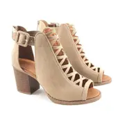 Nevenka Open Toe High Heel Sandals for Women Ankle Strap Back Zipper-Apricot