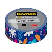 Scotch Expressions Washi Tape: 0.59 in. x 393 in. (Blue Mod Flowers)