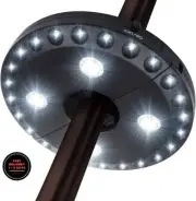 Lámpara de sombrilla para patio, 3 modos de iluminación, inalámbrica 28 luces.