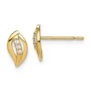 14k 14kt Yellow Gold Madi K Leaf CZ Stud Earrings