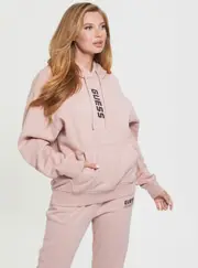 GUESS Women's Eco Rose Bliss Alisha Active Hooded Jumper in Pink Size: Small, Polyester