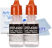 OTO-Ease Custom Earmold Lubricant (2 Pack / 0.5oz Bottle) - Lubricate Ear Plugs, Hearing Aids, Earmolds and Other Earpieces - Includes AudioWipes Cleaning Towelettes and Liberty Micorfiber Cloth