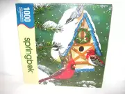 NEW Springbok Winter Cottage Cardinal Bird House 1000 Piece Jigsaw Puzzle SEALED