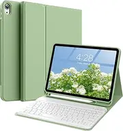 KVTVOU Keyboard Case for iPad 10th Generation (10.9 Inch 2022) / iPad A16 11th (11 inch 2025) with Left Pencil Holder, Thin&Light, Stand Folio Detachable Wireless Bluetooth Keyboard Cover, Light Green
