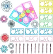 20 Pieces Ruler Drawing Tool Set 10 Pieces Multicoloured Ballpoint Pen 10 Pieces Geometric Ruler with Multifunctional Spirograph Drawing Tool Party Bag Children's Birthday Party Bag