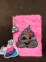 JUSTICE EMOJI FLIP SEQUINS FUR JOURNAL & PRINCESS BAG CHARM WOW SUPER CUTE!!!!
