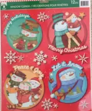 Static Window Clings Christmas Snowmen Snowflakes Peace & Joy