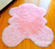 48" x 58" Baby Pink Nursery Room Bed Decor Faux Fur Sheepskin Shag Plush Rug