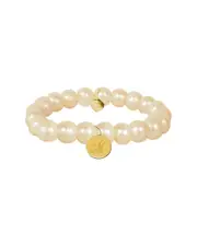 Jane Basch 14K 9-11mm Pearl Initial Stretch Bracelet (A-Z)