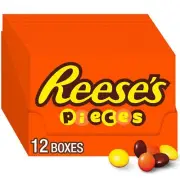 REESES PIECES Candy Peanut Butter Candy in a Crunchy Shell 4 oz Pack of 12
