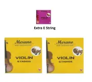 Merano Violin String 2 Sets G-D-A-E 3/4 - 4/4 Size + Free E String, 9 Strings