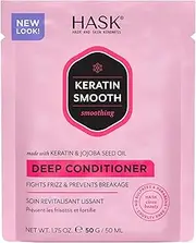 HASK Keratin Smoothing Deep Conditioner Treatment for all hair types, colour safe, gluten-free, sulfate-free, paraben-free - 1 50mL Packette