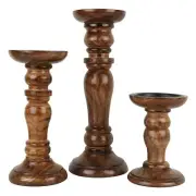 Wooden Candle Holders for Living Room, Center Table , Set of 3 Size 12', 8', 6