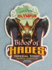 Beer STICKER ~ MOUNT OLYMPUS Brewing Co Blood of Hades Imp Stout ~ Aberdeen, WA