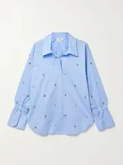[A.L.C.] A.L.C. - Monica Crystal-embellished Cotton-twill Shirt - Light blue - US4 US 4 Blue