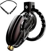 Male Metal Cock Chastity Cage - Large Chastity Device Locked with Adjustable Ring & Catheter & 2 Keys & Invisible Lock, Adult Sex Toys & Games for Men Penis Exercise and Abstinence (Black)