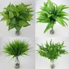 Home Wedding Decor Cloth Green Grass Foliage Bush Artificial Plant Fake Leaf