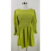 Urban Outfitters Fairy Cottage Core Smocked Peasant Sleeves Mini Dress Size M
