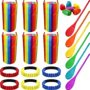 18 Pieces Outdoor Games Set, Includes Egg and Spoon Race Game Kit, 3-Legged Race