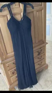 Aidan Mattox Evening Gown Full Length Black With Beading Women’s Dress Size 2