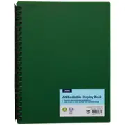 JB Rec A4 Refillable Display Book 20 Pockets Dark Green