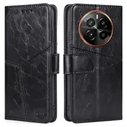 For Realme GT5 Pro 5G Leather Case Geometric Splicing Wallet Phone Cover