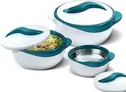 Pinnacle Insulated Casserole Dish with Lid 3 pc. Set 2.6/1.5/1 qt. Hot Pot Food Warmer/Cooler –Thermal Soup/Salad Serving Bowl- Stainless Steel Hot Food Container–Best Gift Set for Moms –Holidays