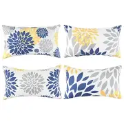12x20 Throw Pillow Cover Blue and Yellow Decorative 12x20 inch Blue&grey&yellow