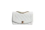 Chanel White Medium Classic DIANA Shoulder Bag Gold Plated Purse