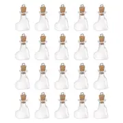 20pcs Mini Glass Bottles with Cork Obliquely Heart Shape with Ring