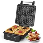 Stainless Steel Waffle Maker 4 Slices with Quick Heat-Up, Time & Temperature ...
