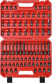 CASOMAN 84 Pieces 3/8" Dr. Master Hex Bit Impact Socket Set, CR-MO, SAE/Metric,