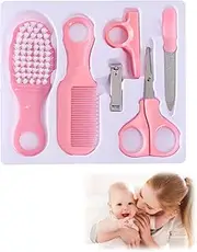 Baby Hair Brush and Comb Set, 6 Pieces Baby Hair Brush with Soft Bristles, Nail File, Nail Clippers