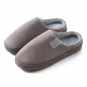 Women Men Winter Slipper Warm Plush Lined Anti-Slip Home Slippers Coffee