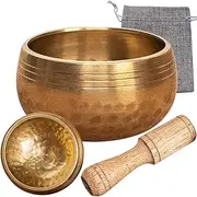 Singing Bowl, Tibetan Singing Bowls, Buddhist Singing Bowl Set, Handcrafted Sound Healing Instrument, 1.57x0.98 in Deep Resonance, Ideal for Relaxation, Yoga, Spiritual Gatherings