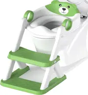Potty Training Toilet Seat for Boys Girls - 2-in-1 with Step Stool, Soft Cushioned Seat, Splash Guard - Green