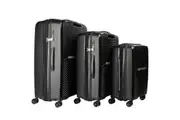 Olympus 3PC Astra Luggage Set Hard Shell Suitcase - Obsidian Black