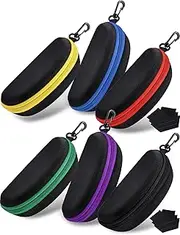 [Frienda] 6 Pack Sunglasses Glasses Case Portable Travel Zipper Eyeglass Case with Cloth