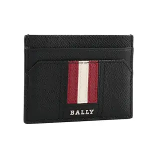 【BALLY】Thar 防刮牛皮黑白條紋卡片/名片夾(黑色)