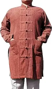 [Svenine] Long Chinese Jacket Handmade Kung Fu Tai Chi Shirt with Waist Pockets