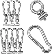 Generic 8 Sets Track Accessories Kayak Mounting Eyelet Hooks with Spring Loaded Snap Hooks Durable Awning Rail Stoppers for Rv Trailer and Boat Use