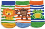 Jefferies Baby Boys Newborn Animal Pattern Jungle Stripe Ankle Crew Socks 3 Pair